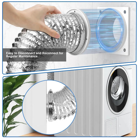 Magnetic Dryer Vent Kit With Self Aligning Quick Connect Strong Airtight Seal Includes Flexible Hose And Clamps in use