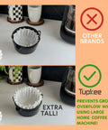 Bulk 12 Cup Coffee Filters Tall Walled Prevent Grounds Overflow, 9.75 x 4.25 Inches, 500 Count in use with coffee maker