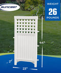 4-Panel Outdoor Screen Enclosure Freestanding Wicker Resin Privacy Screen With Reversible Hinged Panels For Concealing Garbage Cans And Air Conditioners White That Keeps Your Yard And Patio Looking Fresh And Tidy front view showing single white panel.