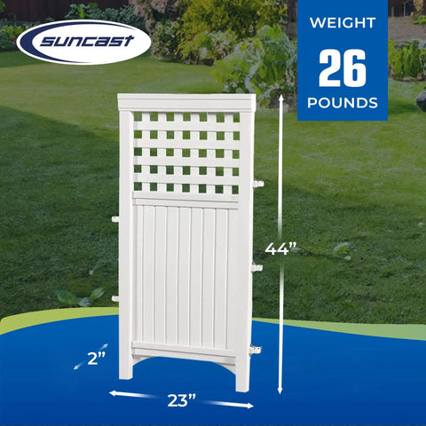 4-Panel Outdoor Screen Enclosure Freestanding Wicker Resin Privacy Screen With Reversible Hinged Panels For Concealing Garbage Cans And Air Conditioners White That Keeps Your Yard And Patio Looking Fresh And Tidy front view showing single white panel.