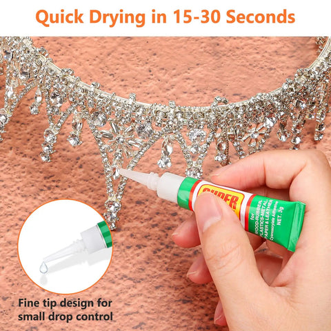 Applying 36 Pack 3g Heavy Duty Super Strong Glue Clear Gel Adhesive For All Purpose Bonding Plastic Metal Glass Leather Wood Rubber Jewelry DIY Repairs Instant Fast Dry Tubes on jewelry with fine tip control.