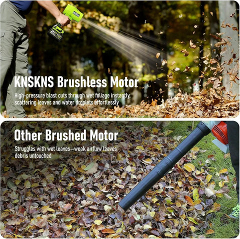 Comparison of KNSKNS brushless motor and other brushed motor for leaf blowers