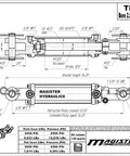Double Acting Tie-Rod Hydraulic Cylinder for Agriculture 2500 PSI, 2.5 Inch Bore, 12 Inch Stroke, 1.125 Inch Rod, 3/8 Inch NPT Ports, 2.88 Inch Outer Diameter, Agriculture Standard and Heavy Duty Lift technical drawing