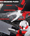 Close-up of red and black glass breaking pliers from 13 Piece Glass Cutter Tool Set With Nippers, Running Pliers, Breaking Pliers, Replaceable Cutter Heads, Tungsten Scribe, Cut Resistant Gloves, Leather Zipper Bag For Stained Glass, Tiles, And Mosaic Projects