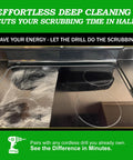 Drill Powered Kitchen Cleaning Kit With Heavy Duty Drill Brush Set cleaning a stovetop efficiently