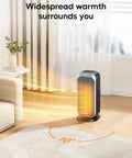 Quiet 1500W Space Heater With Remote, Oscillating 70 Degrees, Fast Heating, PTC Ceramic For Desk Office Bedroom with orange glow