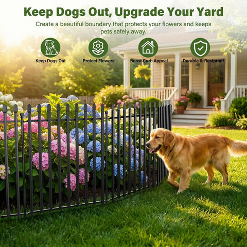 No Dig Decorative Garden Fence Kit With 10 Panels Heavy Duty Rustproof Metal Outdoor Dog Barrier for yard and garden landscape