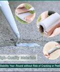 Self Leveling Driveway Sealer Kit applying waterproof cement caulk on cracked concrete surface, smooth finish process.