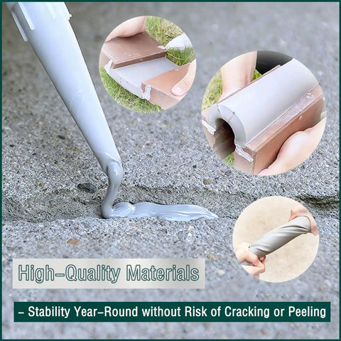 Self Leveling Driveway Sealer Kit applying waterproof cement caulk on cracked concrete surface, smooth finish process.