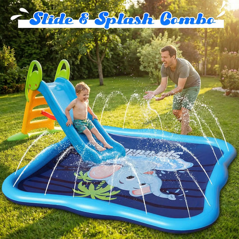 Backyard Splash Pad Sprinkler For Kids And Dogs With An 85 Inch Thickened Square Play Mat Built For Toddlers Aged One To Three Epic Water Fun Outdoor Pool Party Toy
