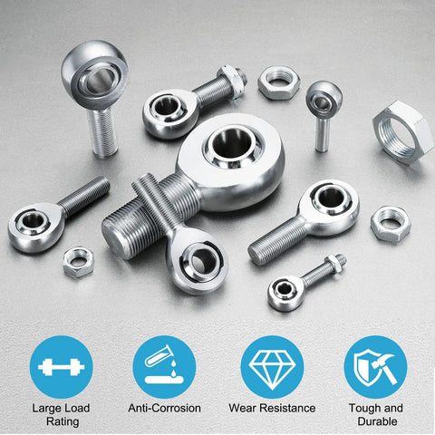 XM6 XML6 Joint Rod End Kit 3/8 Inch Bore With 3/8-24 UNF Left And Right Hand Threads Chrome Rod End Bearings with jam nuts