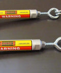 Drop Dead Solid Premium 10 Foot Twist Lock Fall Protection Kit For Roofer Safety And Ladder Work With Heavy Duty Anchor Strap Secure Grip Hardware Built To Last with warning labels and metal hardware.