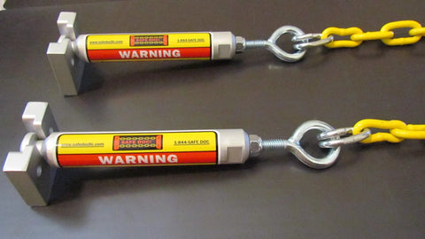 Drop Dead Solid Premium 10 Foot Twist Lock Fall Protection Kit For Roofer Safety And Ladder Work With Heavy Duty Anchor Strap Secure Grip Hardware Built To Last with warning labels and metal hardware.
