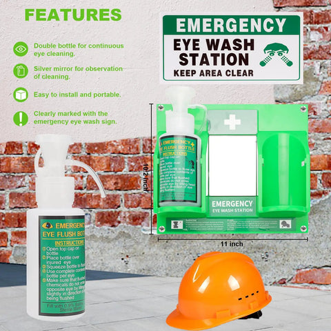 Portable Eyewash Station Emergency Eye Wash Kit With 16oz Bottles Wall Mounted OSHA Approved ANSI Z358.1-2014