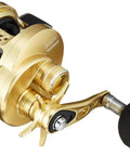 Baitcasting Fishing Reel Ocea Conquest 201HG Left Hand For Saltwater Anglers Top Notch Pro Grade Performance in gold color