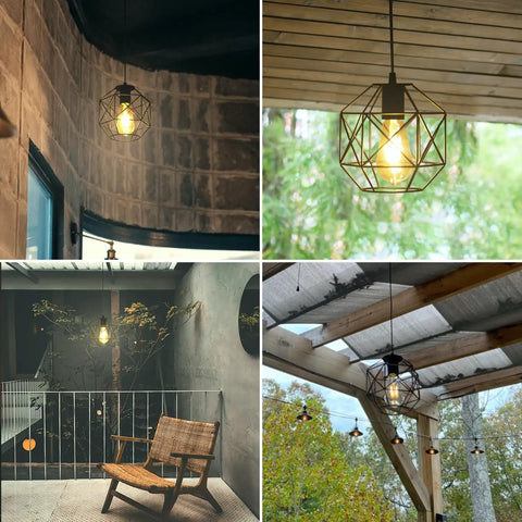 Solar Pendant Lights For Outdoor Spaces, Automatic Solar Powered Hanging Chandeliers For Gazebos And Patios in various settings