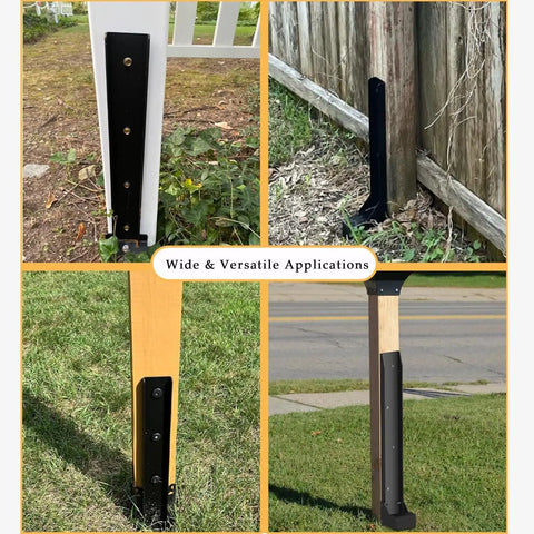 Heavy Duty Steel Fence Post Repair Kit Ground Stakes For Fast Fix Broken Wood Posts No Dig Drive In Yard Saver Bulletproof Reinforced Frame No Fuss Tool Free Setup 6 Pack Set in garden and fence settings.