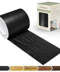 Wood Grain Tape Self Adhesive 3.9 Inch By 15 Foot For Tables Chairs Baseboards Doors Windows Floors And Furniture Renovation Black Finish Easy DIY Scratch Repair For Cabinets And More visible in package and roll.
