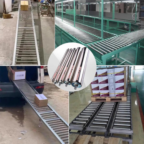 Tough As Nails Galvanized Steel Conveyor Roller Replacement Featuring Spring Loaded Bearings For Slick Gravity Feeder Workflow Push In Install 17 Inch Heavy Duty Rollers
