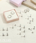 Hypoallergenic Flat Back Stud Earrings For Sensitive Ears Women And Men Surgical Steel 316L Stainless Nickel Free Lead Free No Irritation Allergy Free Rust Resistant Comfortable Everyday Jewelry assorted studs and hoops in pink box