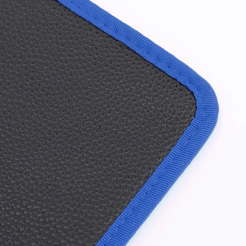 Close-up of Flexible PVC Magnetic Tool Mat Set With Three Pad Sizes 12.8 By 9.64 Inches 12.8 By 4.1 Inches And 4.33 By 4.33 Inches For Holding Screws Nuts Bolts And Sockets On Hoods Toolboxes And Metal Surfaces In Garage Or Auto Repair.