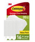 Heavyweight Picture Hanging Strips XL 20 Lb 16 Pairs 32 Strips White Adhesive Damage Free Hangers For Frames Up To 24 By 36 Inches