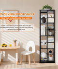 4 Tier 360 Degree Rotating Corner Bookshelf With Industrial Metal Frame And Spinning Storage Shelf Tall 54 Inch Tower