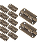 12 Piece Mini Antique Cabinet Hinges 1.4 Inch Round Corner Iron Foldable Hinges for Wooden Jewelry Boxes and Cabinets
