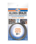 Aluma-Braze All-In-One Flux Cored Aluminum Brazing Alloy packaging with coil and info for repairs, HVAC use, cadmium-free, self-fluxing