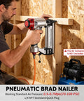 Man using Built Different 2 In 1 Pneumatic Brad Nailer And Narrow Crown Staple Gun Kit for woodworking on wall.