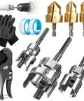 Pipe Threading And Reaming Tool Kit For PVC Plumbing Projects With Cutter Set Of 10 Pcs Dual Function For Internal And External Threads
