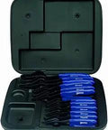 12 Piece Internal And External Snap Ring Pliers Set With Cushioned Grips in open black case showing pliers and grips