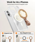 Premium Top Grain Leather MagSafe Phone Grip Holder With Beefy Metal Kickstand And Hella Strong Magnets for easy attachment to iPhones and MagSafe cases.
