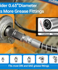 Heavy Duty 4 Jaw Quick Release Grease Gun Coupler with secure lock in use, connected to machinery, 0.63 inch diameter
