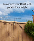 Ambience Pro Waterproof Extension Cable For Solar Outdoor String Lights, 6 ft extension cord on patio fence with solar panel