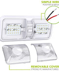 2 Pack RV LED Ceiling Dome Lights With On Off Switch, internal structure, simple wiring, removable cover shown