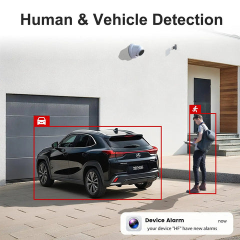 4K 16 Channel PoE Security Camera System With 16 Outdoor 8MP IP Cameras, 4TB NVR, Smart Color Night Vision detecting car and person