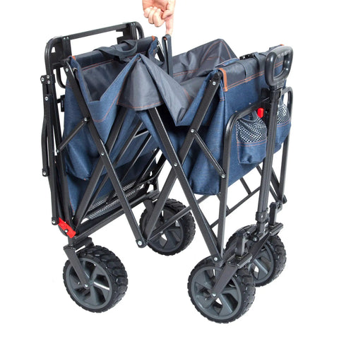 Beast Heavy Duty Folding Utility Wagon With All Terrain Wheels And Telescoping Handle Portable Lightweight Collapsible Cart, folded view