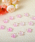 100 Pcs Cherry Blossom Acrylic Flower Beads For Jewelry Making And Bracelet Charms, pink gradient with gold edge, arranged on surface
