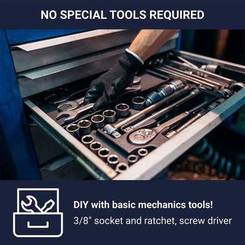 Tool drawer with a mechanic retrieving tools for Replacement Rotary Latch Kit And Handle For Challenger ST Service Body Side Compartment Doors 2012 To Current Stainless Steel Beefed-Up Construction No-Nonsense Security Easy Install Keeps Doors Locked And Secured