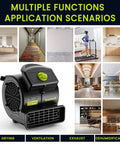 Air Mover 100W Carpet Dryer, Powerful Floor Drying Fan With 550 CFM, 4 Speed And 3 Blowing Positions in various scenarios