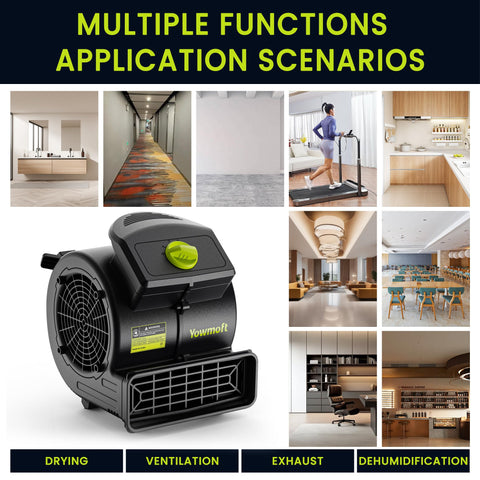 Air Mover 100W Carpet Dryer, Powerful Floor Drying Fan With 550 CFM, 4 Speed And 3 Blowing Positions in various scenarios