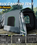 Roomy Family SUV Tent For 5 To 9 People With 8ft L X 10.6ft W X 7.2ft H Center Height, Waterproof And Windproof Car Camping Shelter