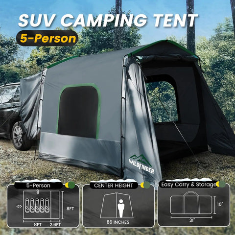 Roomy Family SUV Tent For 5 To 9 People With 8ft L X 10.6ft W X 7.2ft H Center Height, Waterproof And Windproof Car Camping Shelter