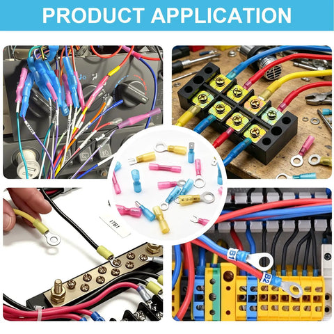 120Pcs Heat Shrink Connectors Kit Waterproof Crimp Terminals Auto And Marine All In One Pro Grade Wire Wiring Terminal Set With Ring Fork Spade Connectors And Heat Shrink Butt Terminals on wired terminals
