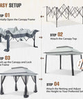 11x11 Pop Up Gazebo Tent With Mesh Netting Instant Outdoor Canopy With UPF 50+ UV Protection Water Resistant Gray Easy Setup