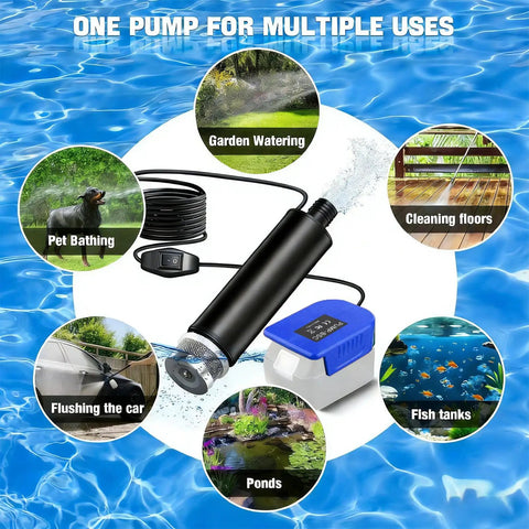 Compact Mini Submersible Pump 500 Gph Water Transfer Unit With Powerful Motor for garden watering, pet bathing, and cleaning.