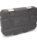 Black storage case for 1/2 Inch 6 Point Metric Universal Impact Socket Set, 15 Piece, Built Tough In Cr-Mo Steel with latches