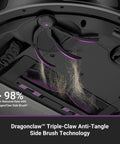 DragonClaw brush on Robot Vacuum And Mop Combo With 10,000Pa Suction And Self-Emptying Dock, Bagless 45 Day Debris Capacity, Anti Hair Tangling