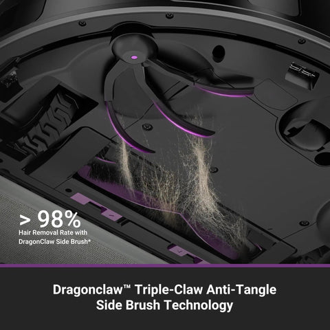 DragonClaw brush on Robot Vacuum And Mop Combo With 10,000Pa Suction And Self-Emptying Dock, Bagless 45 Day Debris Capacity, Anti Hair Tangling